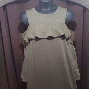 Olive green cold shoulder dress